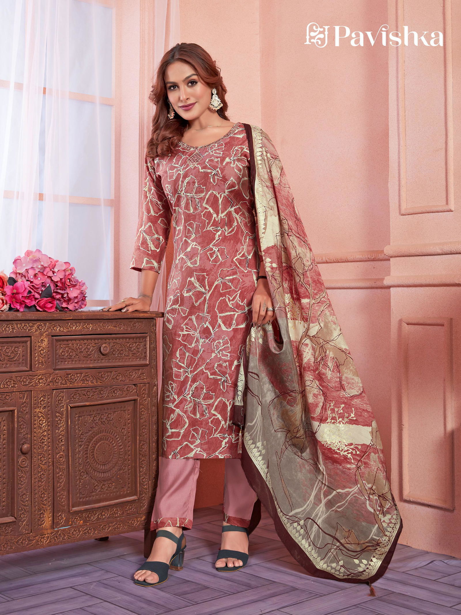Pavishka Chanderi Modal Silk Printed Kurti With Bottom Dupatta Wholesale Price In Surat